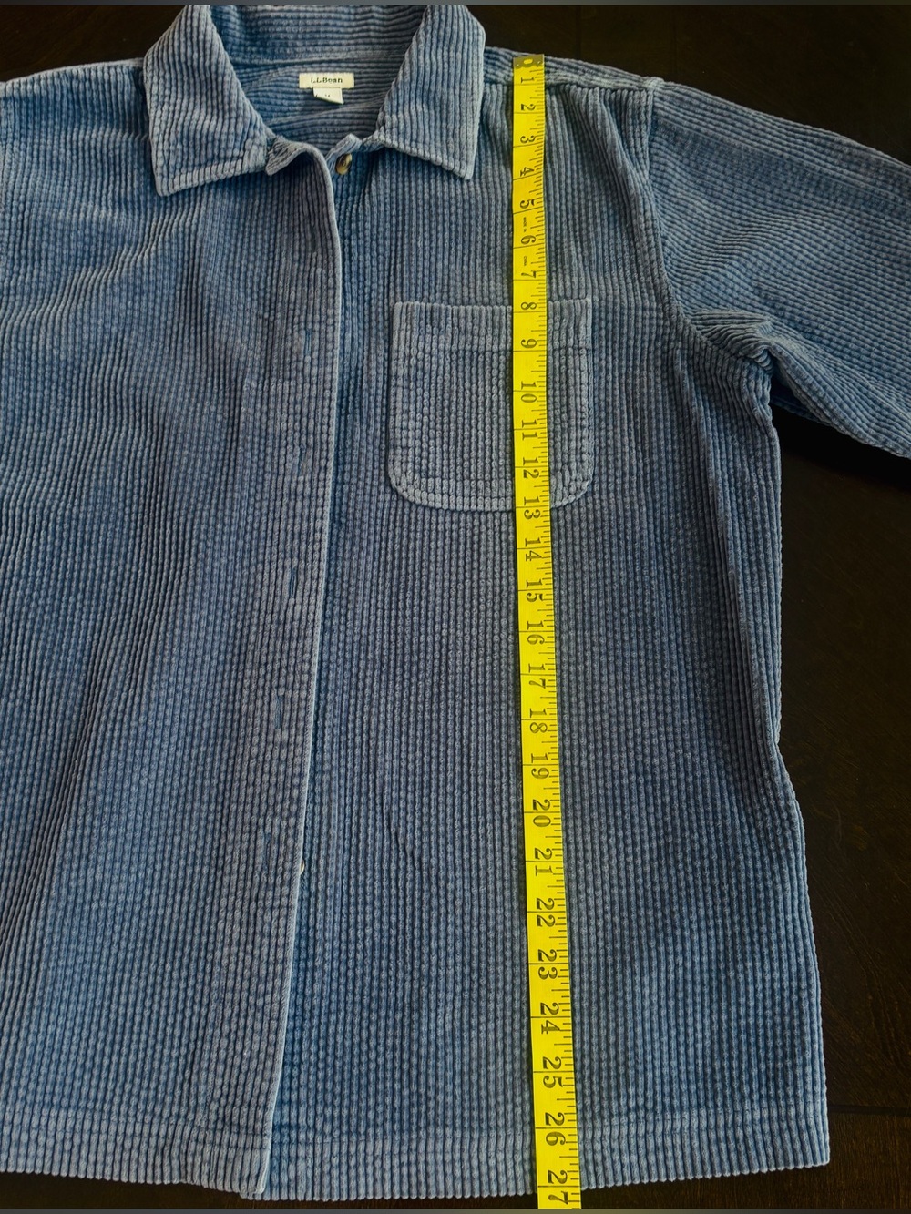 L.L.Bean Corduroy Shirt Jacket Womens Sz M Blue Button Front Shacket Cotton - Picture 7 of 7
